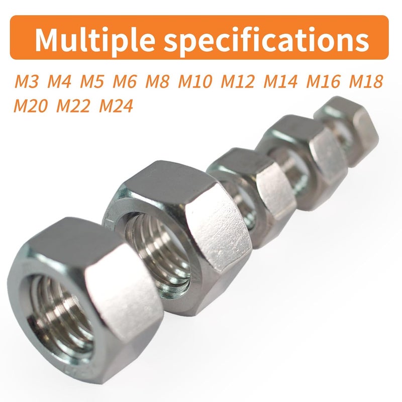 HXCOMET Store M33-3.5 Hex Nuts (6pcs), 304 Stainless Steel(18-8), Hardware, Metric, Coarse Thread, DIN 934 - Image 3